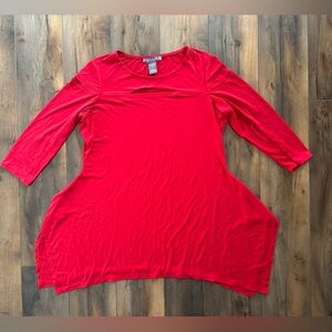 Kate & Mallory Red Asymmetrical Tunic Top Medium Holiday Party Date Night